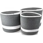 Vingo Sada 3 jutových košů šedobílé kombinace