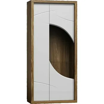 Knihovna Eoshop Vitrína široká SAPIR S-3 bílý lesk/dub Stirling