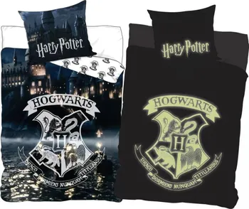 Ložní povlečení Setino Harry Potter Bradavice svítící 140 x 200, 70 x 90 cm patentky