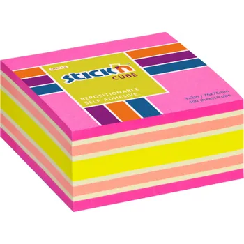 Samolepící bloček Samolepicí bločky Stick´n by Hopax - 76 x 76 mm / 400 lístků / neon mix růžová