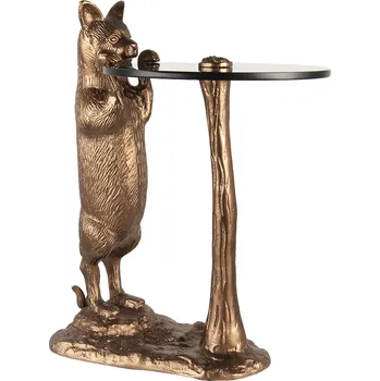 Konferenční stolek Odkládací stolek s kočičkou a zlatou patinou - 51*36*30 cm