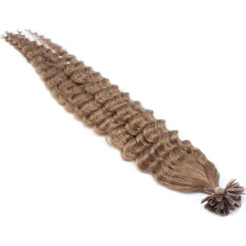 Příčesek 60cm vlasy pro metodu keratin 0,7g/pr. kudrnaté – světle hnědá