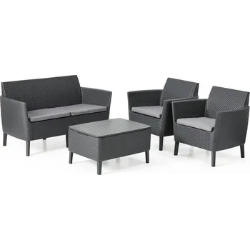 Zahradní sestava Zahradní / terasový set nábytku z umělého ratanu pro 4 osoby, grafit (tmavě šedý)