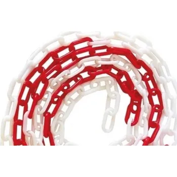 Dopravní značka ProfiGaráž Plastový řetěz, 8mm, bílo-červený, 25m