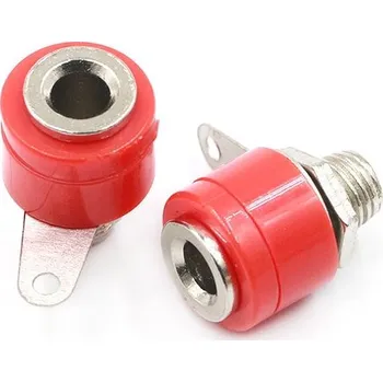 Krokosvorka Zdířka na banánek panelová 4mm mini červená