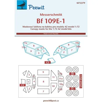 Plastikový model Peewit 1/72 Canopy mask Bf 109E-1 (AZ)