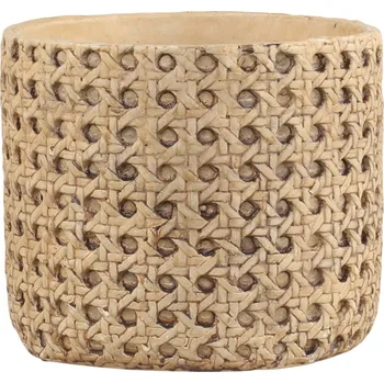 Květináč Hnědý obal na květináč s proutěným vzorem Corte - Ø 13,5*11,5cm