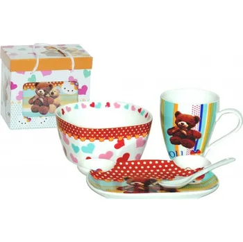 Sada nádobí Dětská keramická sada nádobí Méďa, 4 dílná