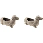 Clayre & Eef, Holandsko Clayre & Eef - Terakotový květináč "smějící se jezevčík" - 2*30*12*16 cm - 2 ks