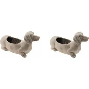 Květináč Clayre & Eef, Holandsko Clayre & Eef - Terakotový květináč "smějící se jezevčík" - 2*30*12*16 cm - 2 ks