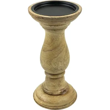 Svícen Dřevěný svícen Manu z mangového dřeva M - Ø 10*20cm