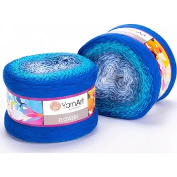 Galanterie YarnArt Flowers 299 modro-tyrkysovo-bílá