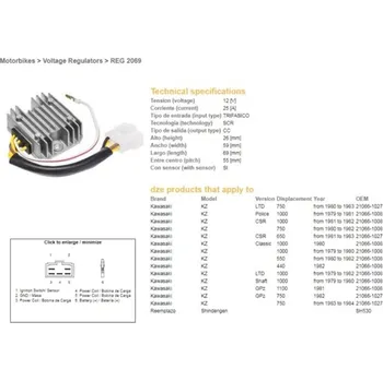 Elektroinstalace pro motocykl Regulátor dobíjení GZ Kawasaki Z 750 E 1980 - 1980