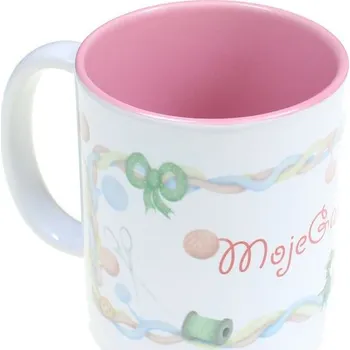 Hrnek pro milovnici háčku, s textem MojeGalanterka, růžovo