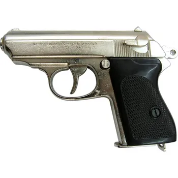 Replika zbraně Denix Replika pistole Waffen-SS PPK, nikl, Německo 1931