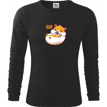 Křeček relax - Triko dětské Long Sleeve - 158 cm/12 let ( Černá )
