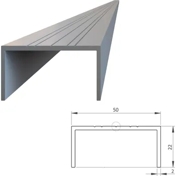 Stavebniny Hliníkový U profil 50x22mm, na rám, AL-U50-6