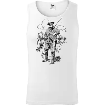 Kreslený rybář s úlovkem - Tílko pánské Core - S ( Bílá )