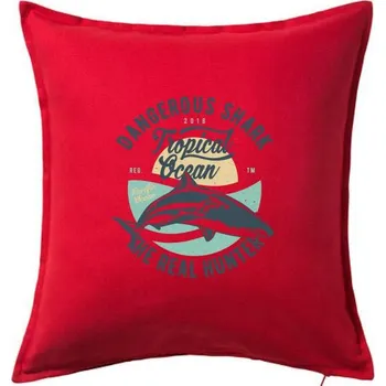 Polštář Dangerous Shark - Polštář 50x50 - 50x50 - Včetně výplně ( Červená )