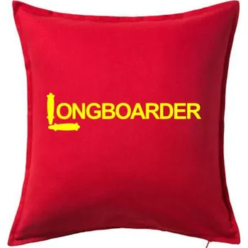 Polštář Longboarder nápis - Polštář 50x50 - 50x50 - Včetně výplně ( Červená )