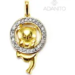 Zlatý přívěsek kočka se zirkony