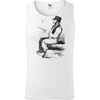 Kreslený pán s kloboukem na rybách - Tílko pánské Core - S ( Bílá )