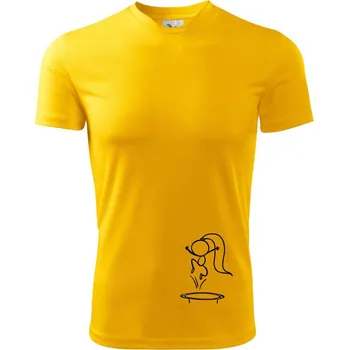 Skákající holčička - Dětské triko sportovní (dresovina) - 146 cm/10 let ( Žlutá )