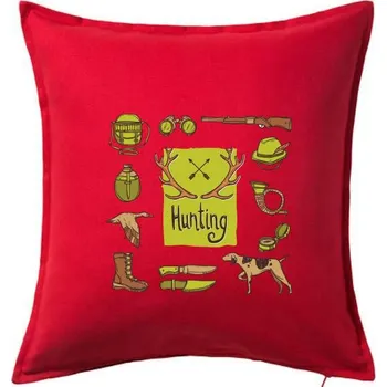 Polštář Hunting equipment - Polštář 50x50 - 50x50 - Včetně výplně ( Červená )