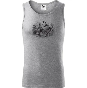 Slepičí rodina malovaná - Tílko pánské Core - XL ( Tmavě šedý melír )