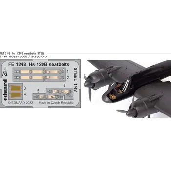 Plastikový model Eduard 1/48 Hs 129B seatbelts STEEL (HOBBY 2000/HASEGAWA)