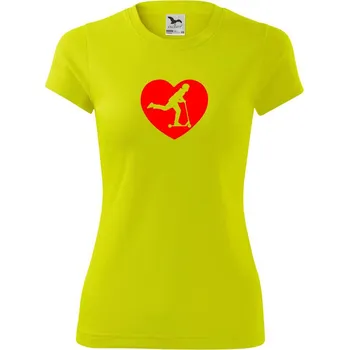 Dámské tričko Koloběžka srdce - Dámské Fantasy sportovní (dresovina) - S ( Neonově žlutá )