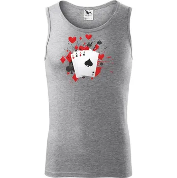 Poker karty splash - Tílko pánské Core - L ( Tmavě šedý melír )