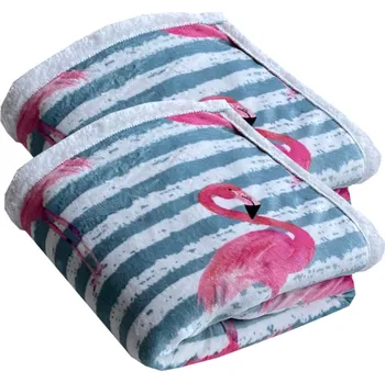 deka Numberoplus Mikroflanelová deka s beránkem (150 x 200 cm) - Plameňák