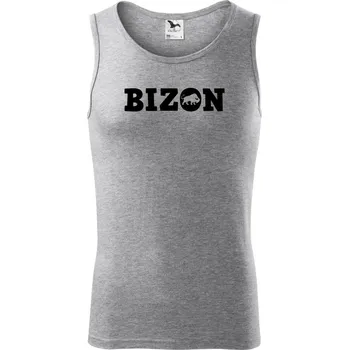 Bizon nápis - Tílko pánské Core - S ( Tmavě šedý melír )