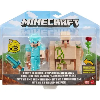 Figurka Mattel Minecraft Steve a Iron Golem