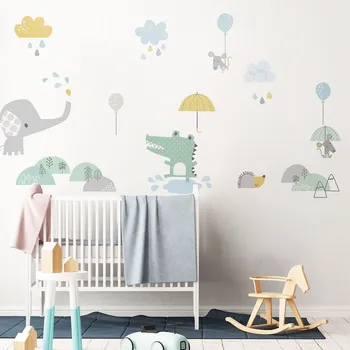 Samolepící dekorace Dětské samolepky na zeď Ambiance Animals in the Rain ID_1376237