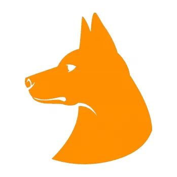 Polep vozidla Pes 059 levá (06 - oranžová) SAMOLEPKA NA AUTO, NÁLEPKA, FÓLIE, POLEP, TUNING, VLASTNÍ TEXT, TISK, AUTOSAMOLEPKY.cz, POLEPY, OBRÁZEK, LOGO, 3D STICKERS