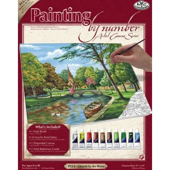 Royal Langnickel Malování podle čísel na plátno Kostel u řeky, 28x35 cm