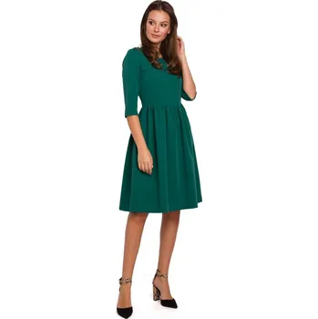 Dámské šaty K010 Přiléhavé šaty s nabíraným pasem - zelené EU L
