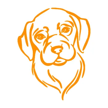 Polep vozidla Pes 130 levá hlavička (06 - oranžová) SAMOLEPKA NA AUTO, NÁLEPKA, FÓLIE, POLEP, TUNING, VLASTNÍ TEXT, TISK, AUTOSAMOLEPKY.cz, POLEPY, OBRÁZEK, LOGO, 3D STICKERS