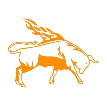 Samolepicí dekorace na vozidlo Animal flames 067 pravá býk (06 - oranžová) SAMOLEPKA NA AUTO, NÁLEPKA, FÓLIE, POLEP, TUNING, VLASTNÍ TEXT, TISK, AUTOSAMOLEPKY.cz, POLEPY, OBRÁZEK, LOGO, 3D STICKERS