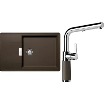 Granitový dřez Set Schock S14-7 (dřez Tia D-100LS Bronze + baterie SC-540.120 Bronze)