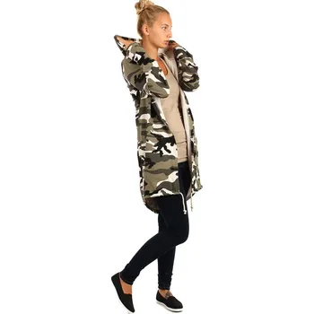 Dámský svetr Glara Dlouhý dámský maskáčový kardigan bez zapínání i pro plnoštíhlé 760630