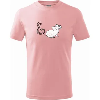 Myš houslový klíč - Tričko dětské bavlněné - 134 cm/8 let ( Růžová )