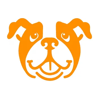 Polep vozidla Pes 069 Buldoček (06 - oranžová) SAMOLEPKA NA AUTO, NÁLEPKA, FÓLIE, POLEP, TUNING, VLASTNÍ TEXT, TISK, AUTOSAMOLEPKY.cz, POLEPY, OBRÁZEK, LOGO, 3D STICKERS