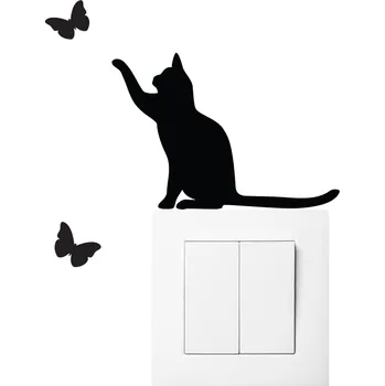 Samolepící dekorace Černá samolepka na vypínač Ambiance Cat ID_984116