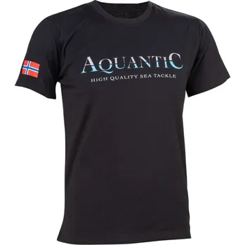 Rybářské oblečení Tričko Aquantic T-Shirt Black Velikost S