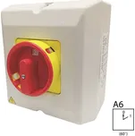 SEZ S100 JPU 1103 A6R Vačkový spínač v krytu IP65, uzamykatelný na visací zámky 100A, 0-1, 3P, červená páčka (SEZ S100 JPU 1103 A6R)
