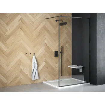 Walk-in sprchový kout TOCA, 110, 190, Univerzální Levé / Pravé, Čiré bezpečnostní sklo - 8 mm, Černá BCTOCA11 + slevový kód