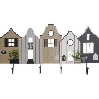 Věšák Věšák "DOMEČKY"- 4xháček 50x4.5x25cm/MDF